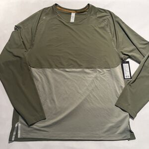 RHONE Olive and Light Gray Long Sleeve Tee